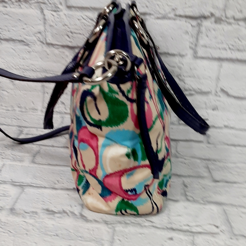 Coach Multi Color Print Logo Canvas And Leather S… - image 3